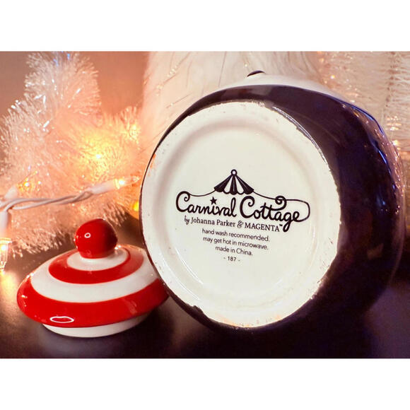 Johanna Parker Carnival Cottage Penguin Sugar Bowl With Lid NWOT